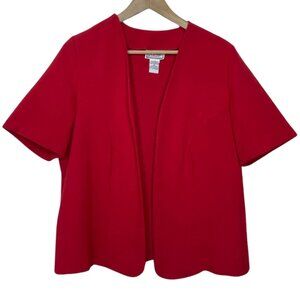 MAIN STREET CLASSICS | Women's Red Open Front Short Sleeve Jacket | Size L/XL